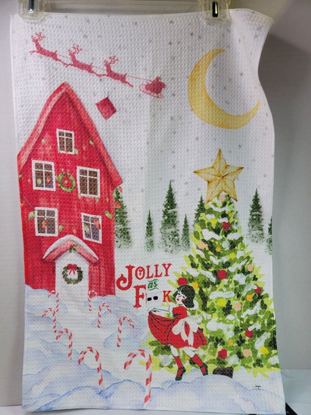 Twisted Wares Jolly as F--k Christmas Kitchen Towel 16x24 NWT Holiday